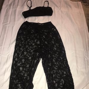 Black lace two piece set